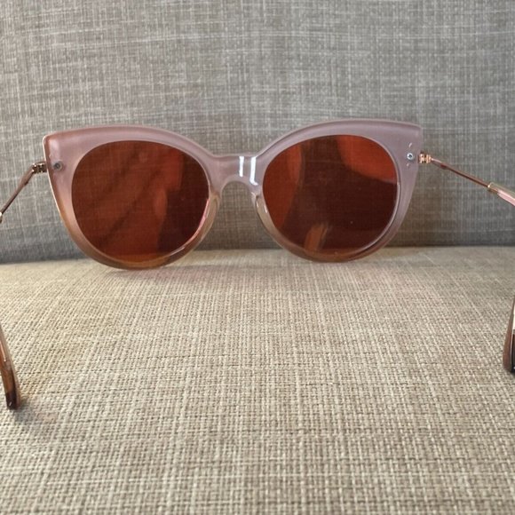 Women Sunglasses Nude/gold Tone Fashion Eye Wear Shades Mirror Lenses Cat Eyes - Picture 11 of 11